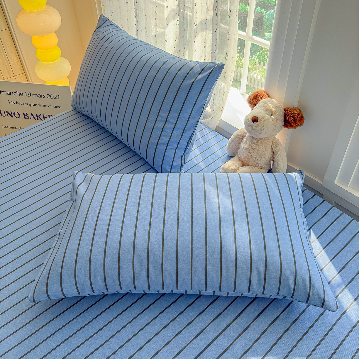 91家纺网 家纺一手货源 找家纺 慕梵家居 2026春夏新款全棉纯棉老粗布单床笠 床笠单件 兰线条