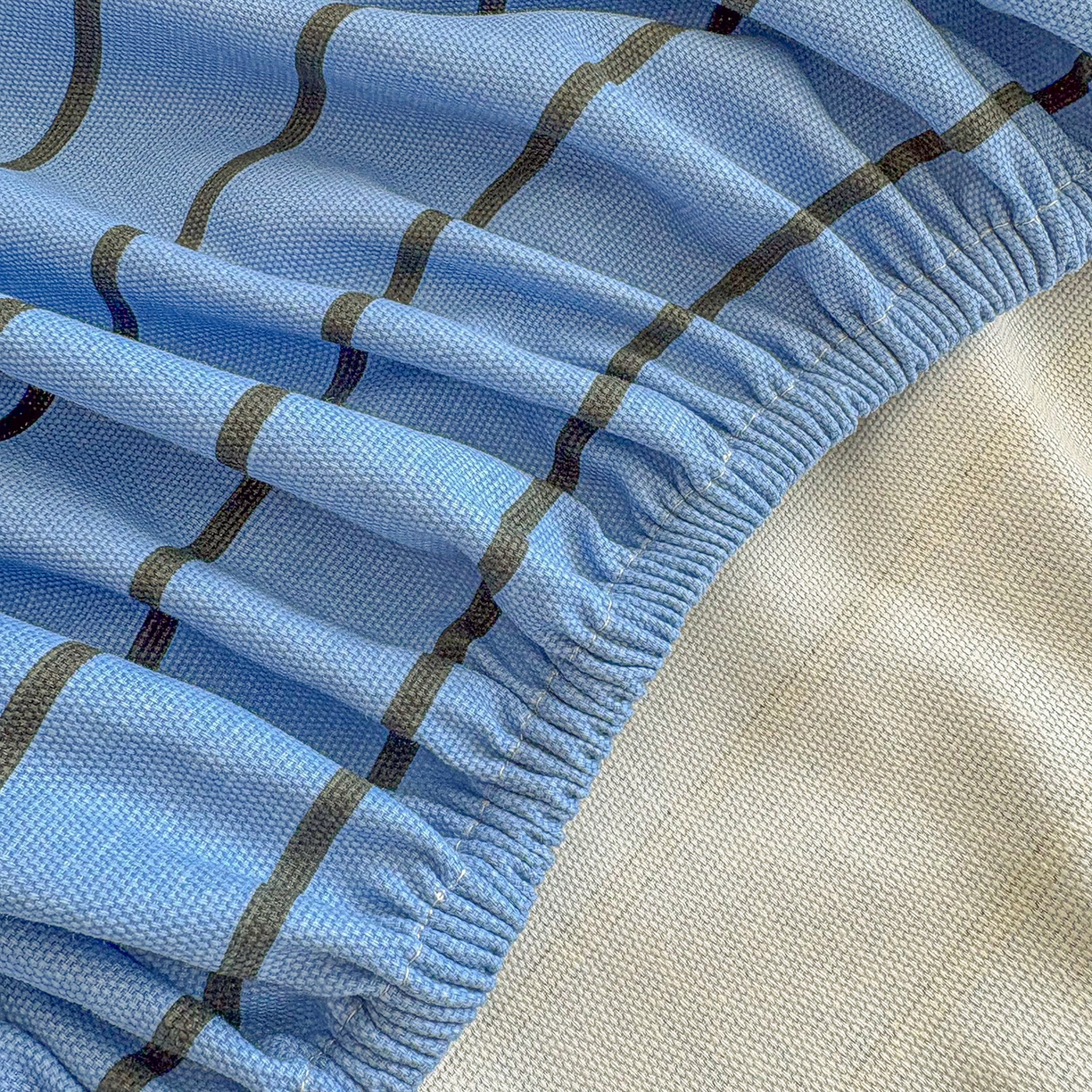 91家纺网 家纺一手货源 找家纺 慕梵家居 2026春夏新款全棉纯棉老粗布单床笠 床笠单件 兰线条