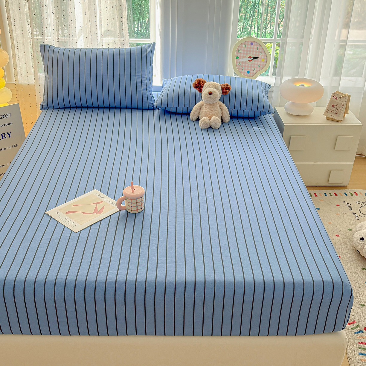 91家纺网 家纺一手货源 找家纺 慕梵家居 2026春夏新款全棉纯棉老粗布单床笠 床笠单件 兰线条