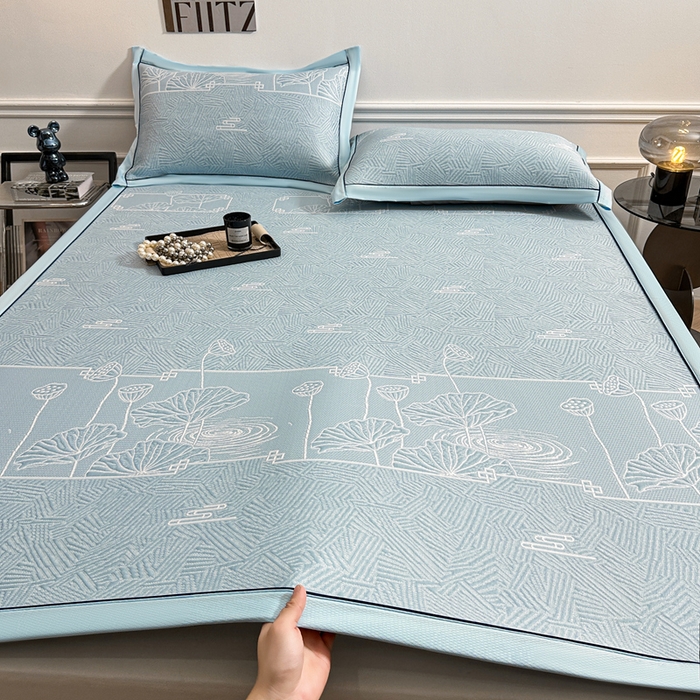 91家纺网 家纺一手货源 找家纺 （总）牵梦萦家纺 2026新款立体浮雕压花工艺豆豆凉席三件套-平铺款