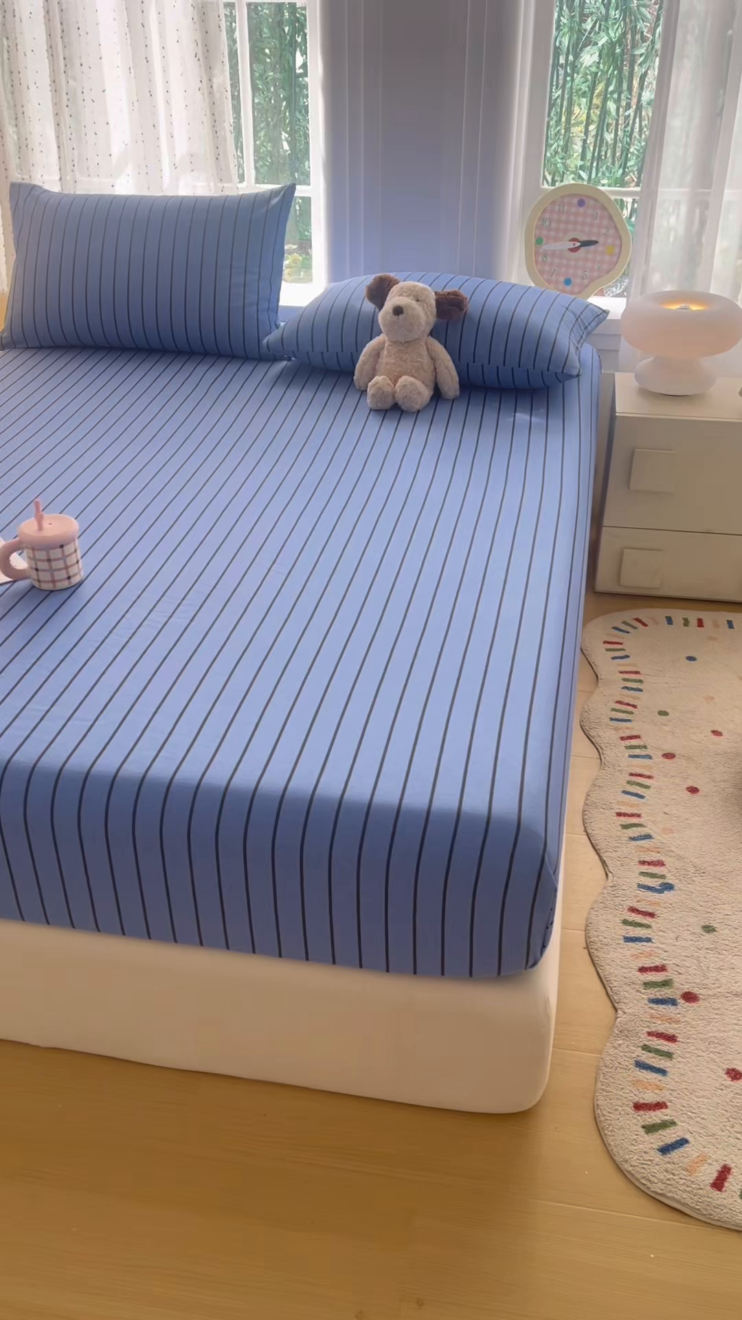 91家纺网 家纺一手货源 找家纺 慕梵家居 2026春夏新款全棉纯棉老粗布单床笠 床笠单件 兰线条