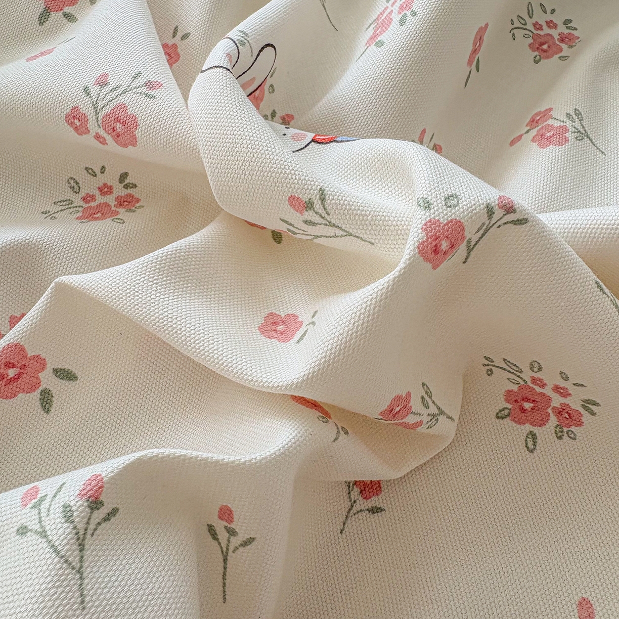 91家纺网 家纺一手货源 找家纺 慕梵家居 2026春夏新款全棉纯棉老粗布单床笠 床笠单件 蘑菇兔