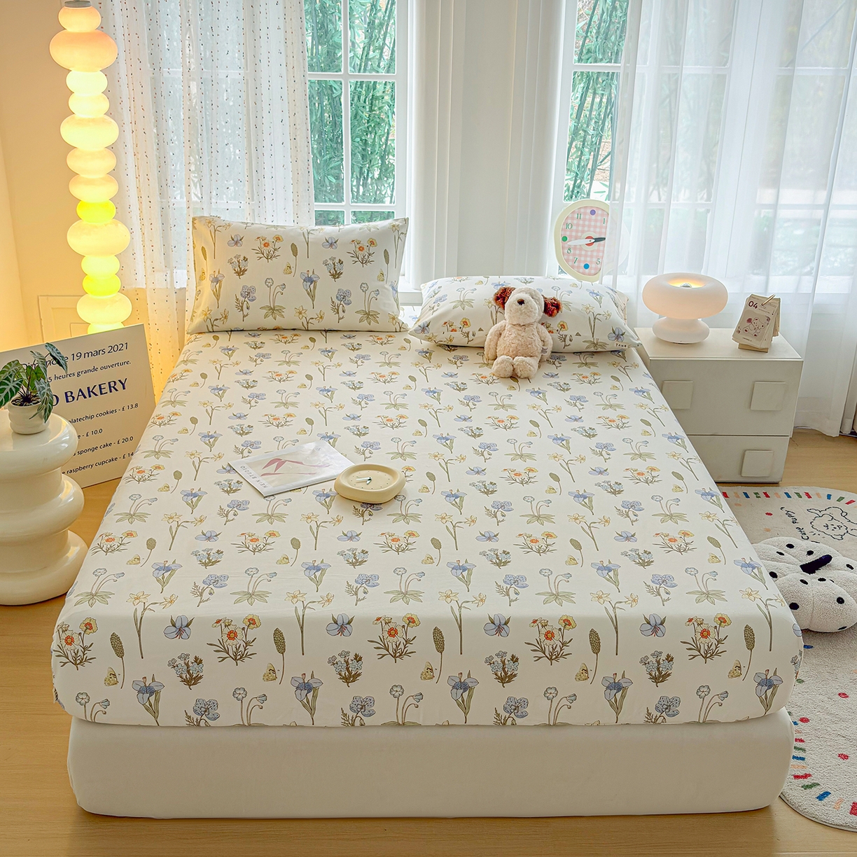 91家纺网 家纺一手货源 找家纺 慕梵家居 2026春夏新款全棉纯棉老粗布单床笠 床笠单件 小雏菊