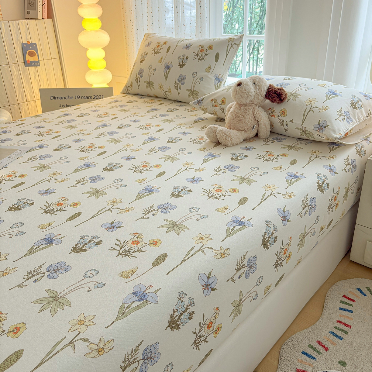 91家纺网 家纺一手货源 找家纺 慕梵家居 2026春夏新款全棉纯棉老粗布单床笠 床笠单件 小雏菊