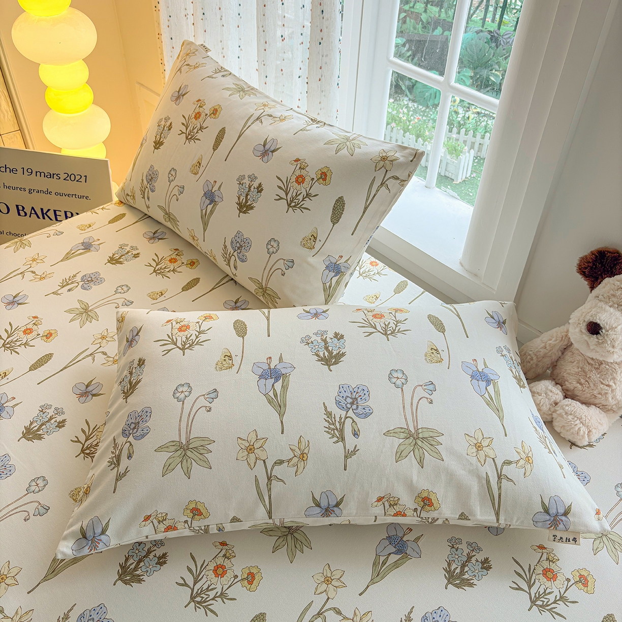 91家纺网 家纺一手货源 找家纺 慕梵家居 2026春夏新款全棉纯棉老粗布单床笠 床笠单件 小雏菊