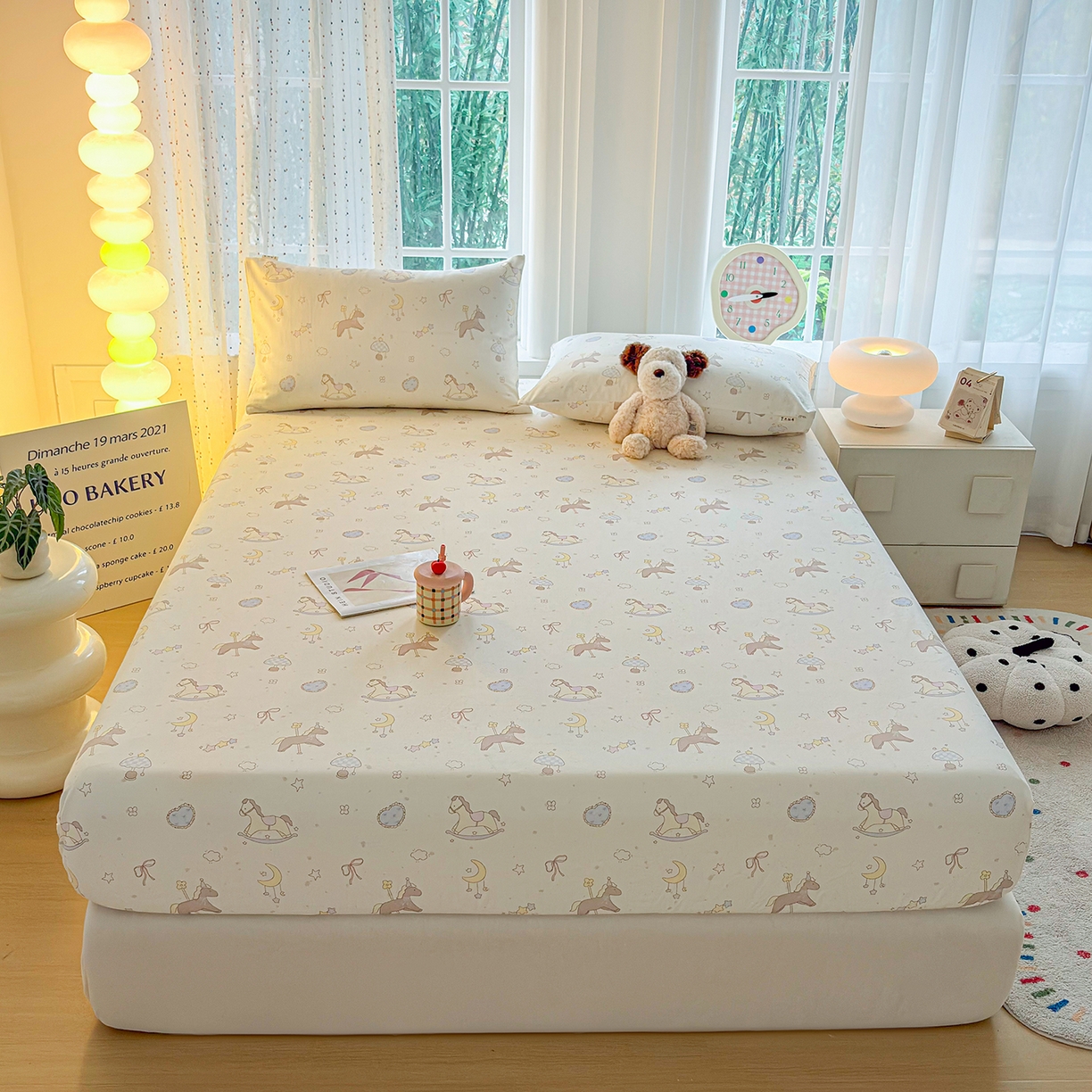 91家纺网 家纺一手货源 找家纺 慕梵家居 2026春夏新款全棉纯棉老粗布单床笠 床笠单件 小木马