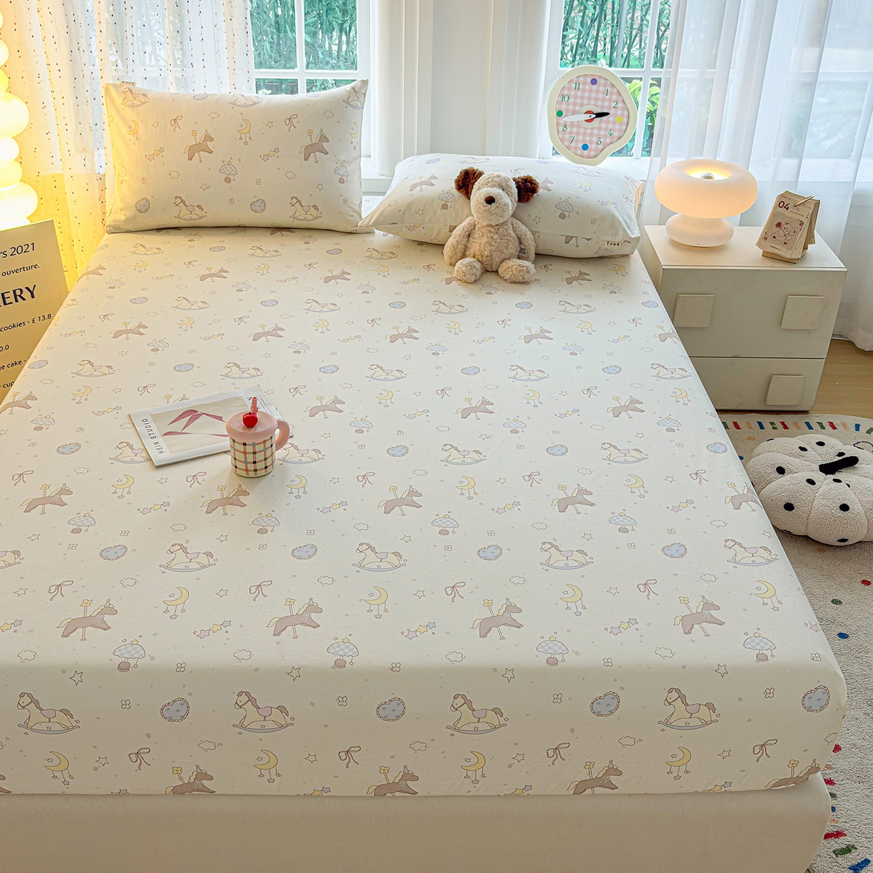 91家纺网 家纺一手货源 找家纺 慕梵家居 2026春夏新款全棉纯棉老粗布单床笠 床笠单件 小木马