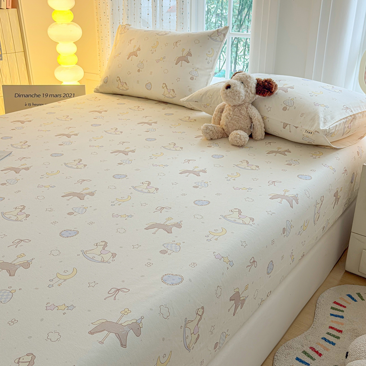 91家纺网 家纺一手货源 找家纺 慕梵家居 2026春夏新款全棉纯棉老粗布单床笠 床笠单件 小木马