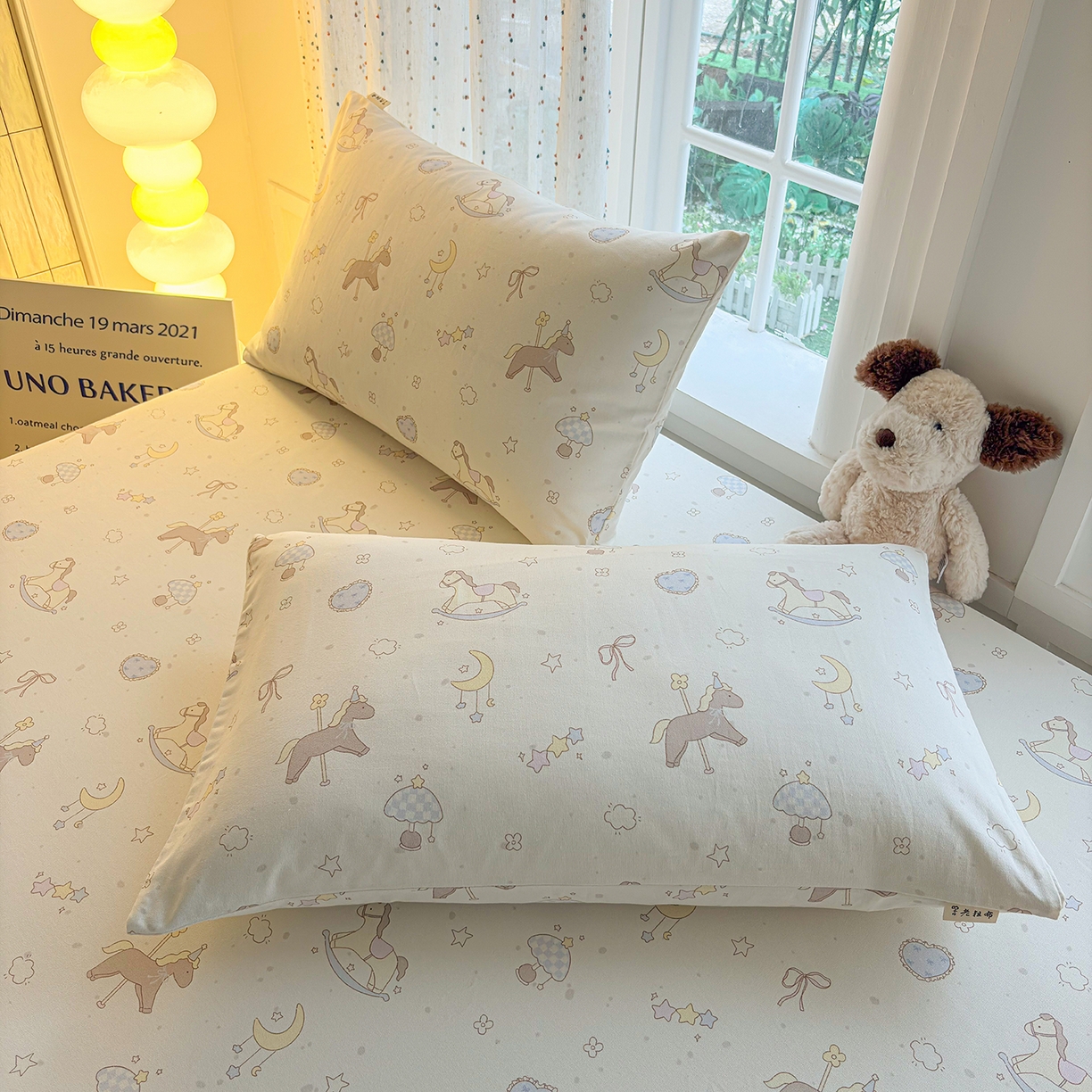 91家纺网 家纺一手货源 找家纺 慕梵家居 2026春夏新款全棉纯棉老粗布单床笠 床笠单件 小木马