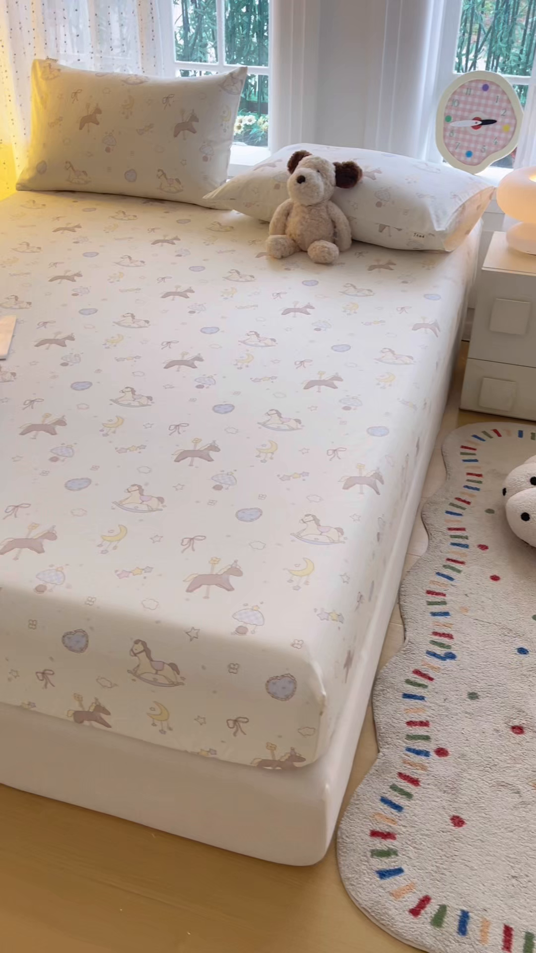 91家纺网 家纺一手货源 找家纺 慕梵家居 2026春夏新款全棉纯棉老粗布单床笠 床笠单件 小木马