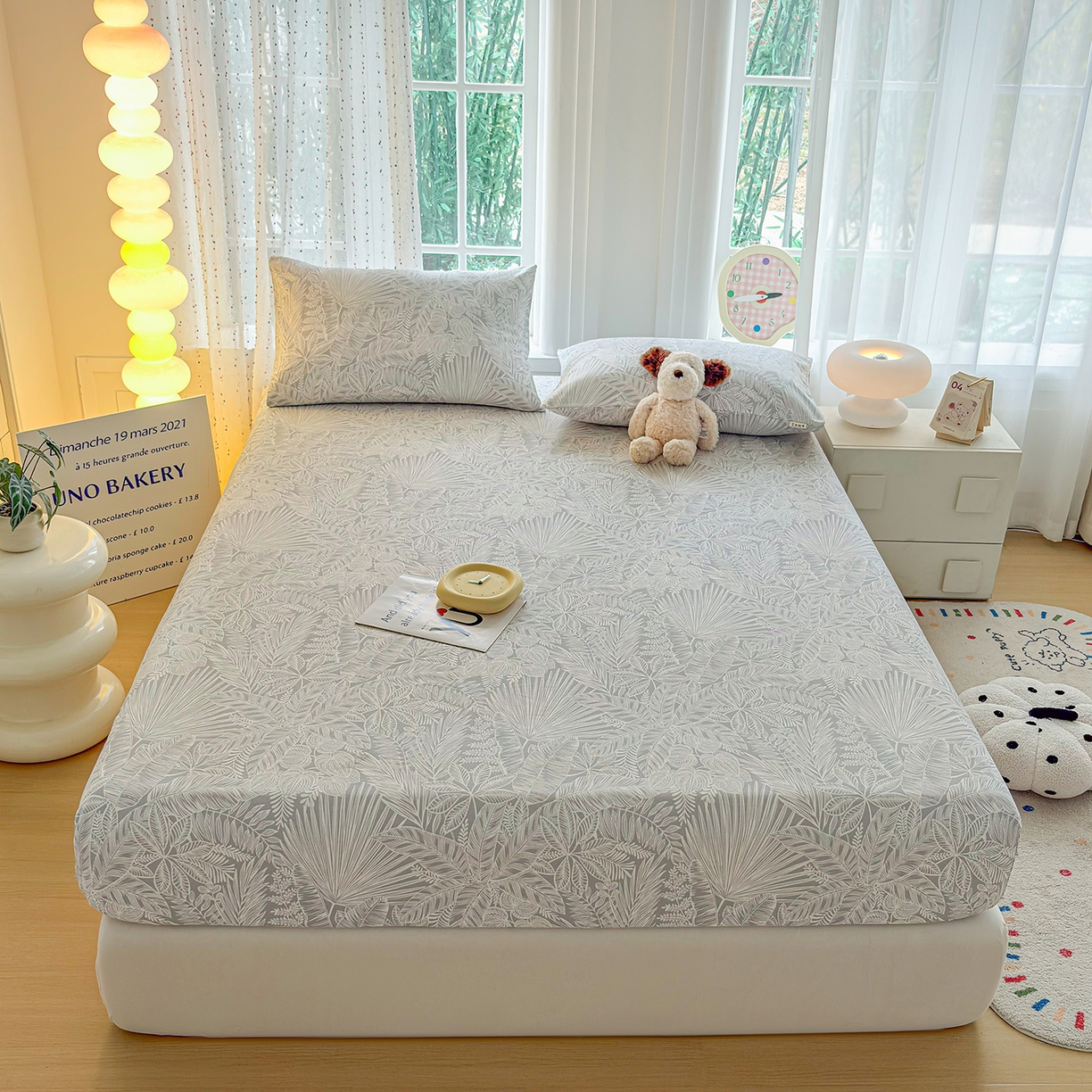 91家纺网 家纺一手货源 找家纺 慕梵家居 2026春夏新款全棉纯棉老粗布单床笠 床笠单件 枝繁叶茂