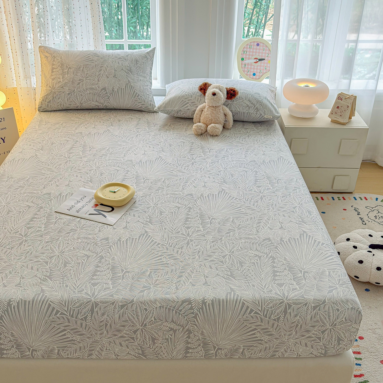 91家纺网 家纺一手货源 找家纺 慕梵家居 2026春夏新款全棉纯棉老粗布单床笠 床笠单件 枝繁叶茂