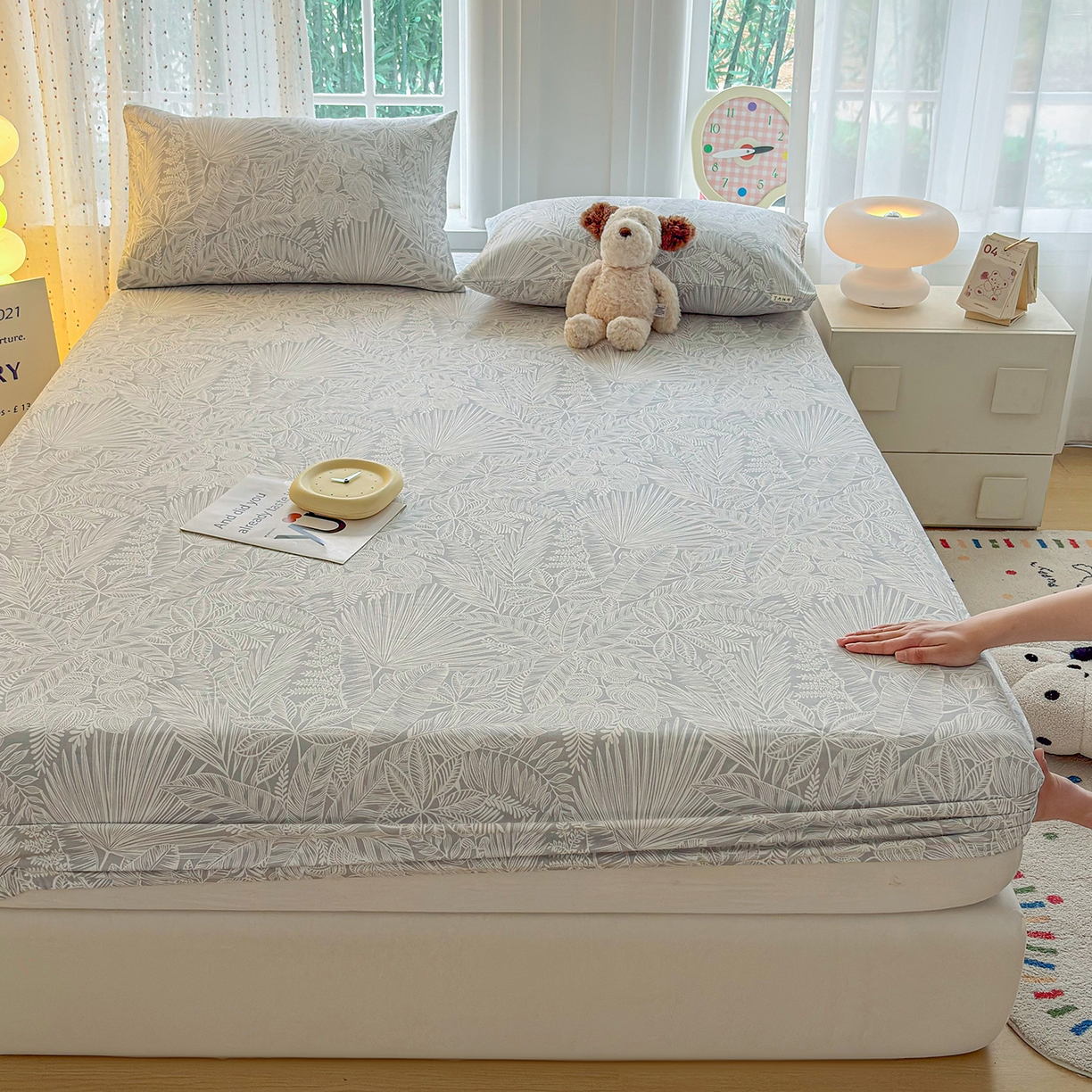 91家纺网 家纺一手货源 找家纺 慕梵家居 2026春夏新款全棉纯棉老粗布单床笠 床笠单件 枝繁叶茂