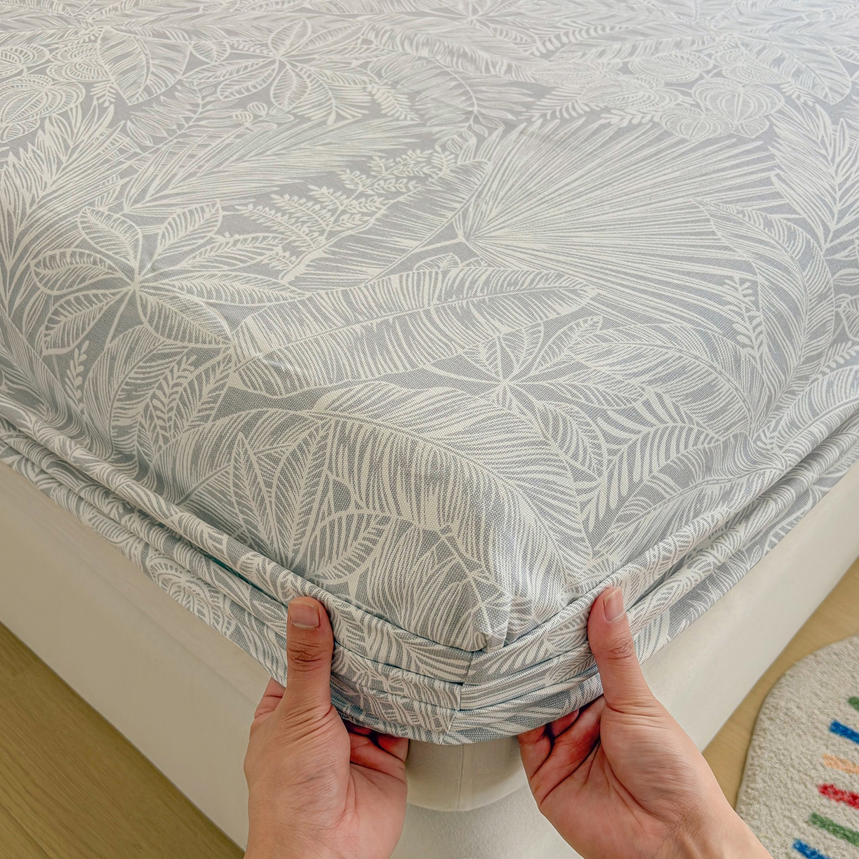 91家纺网 家纺一手货源 找家纺 慕梵家居 2026春夏新款全棉纯棉老粗布单床笠 床笠单件 枝繁叶茂