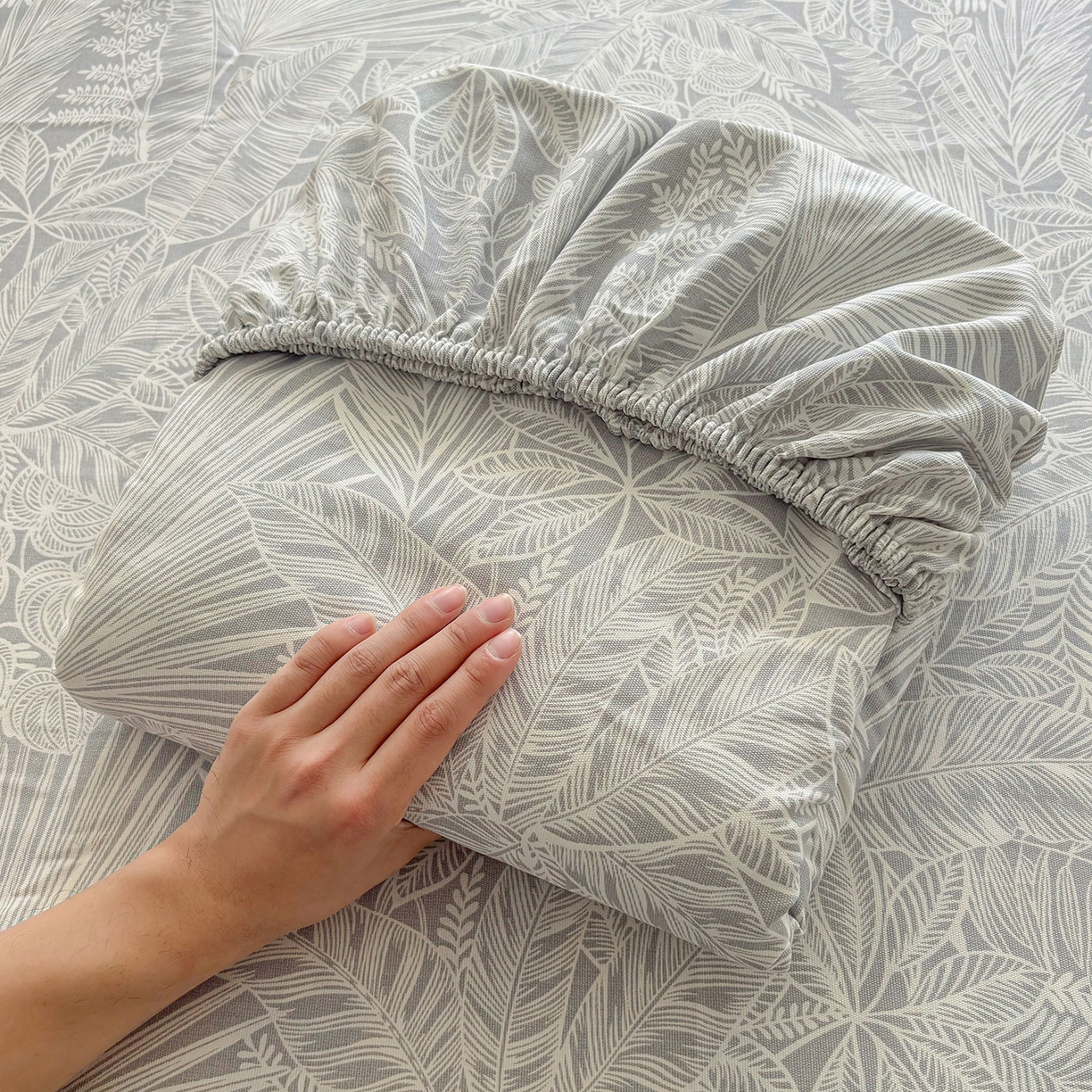 91家纺网 家纺一手货源 找家纺 慕梵家居 2026春夏新款全棉纯棉老粗布单床笠 床笠单件 枝繁叶茂