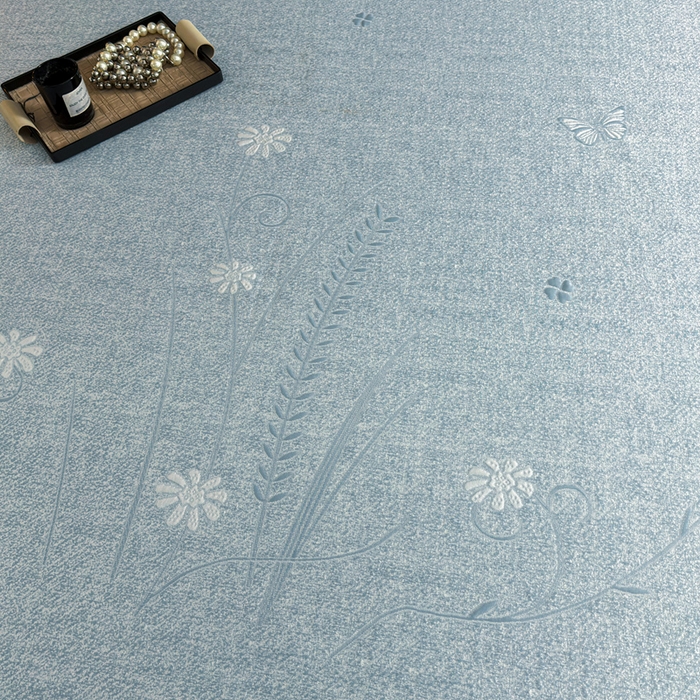 91家纺网 家纺一手货源 找家纺 牵梦萦家纺 2026新款立体浮雕压花工艺豆豆凉席三件套-平铺款 彩蝶-蓝