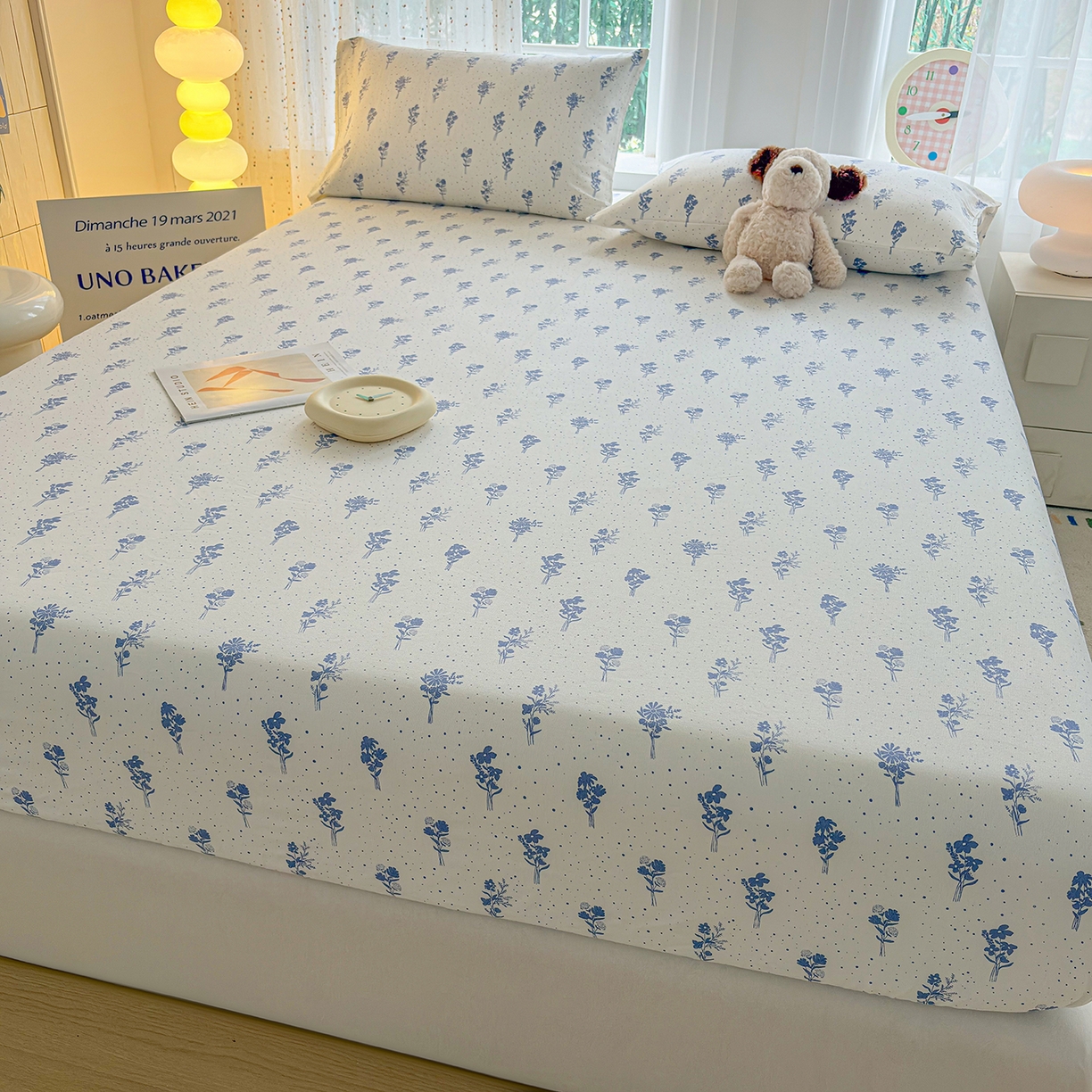 91家纺网 家纺一手货源 找家纺 慕梵家居 2026春夏新款全棉纯棉老粗布单床笠 床笠单件 枝叶