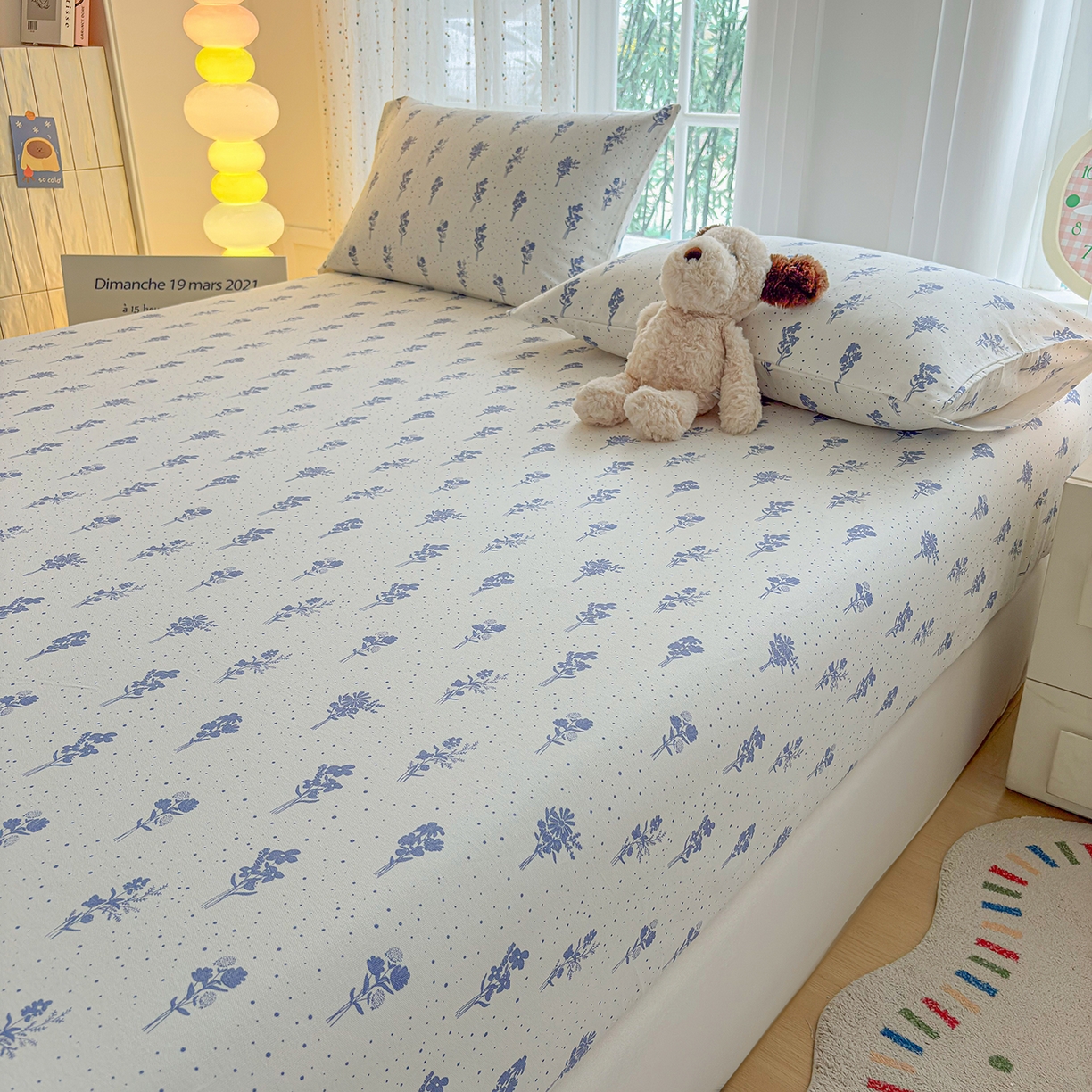 91家纺网 家纺一手货源 找家纺 慕梵家居 2026春夏新款全棉纯棉老粗布单床笠 床笠单件 枝叶