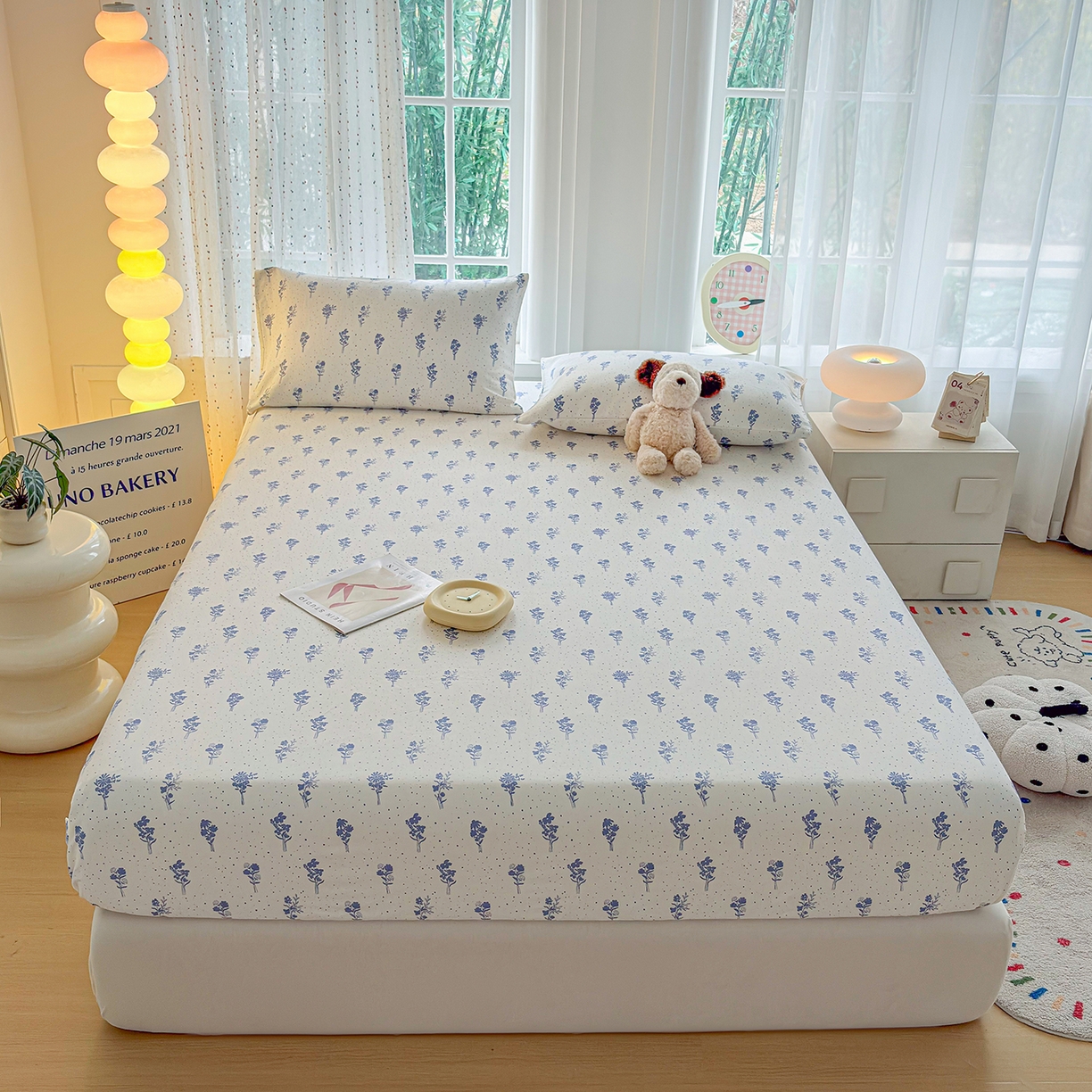 91家纺网 家纺一手货源 找家纺 慕梵家居 2026春夏新款全棉纯棉老粗布单床笠 床笠单件 枝叶