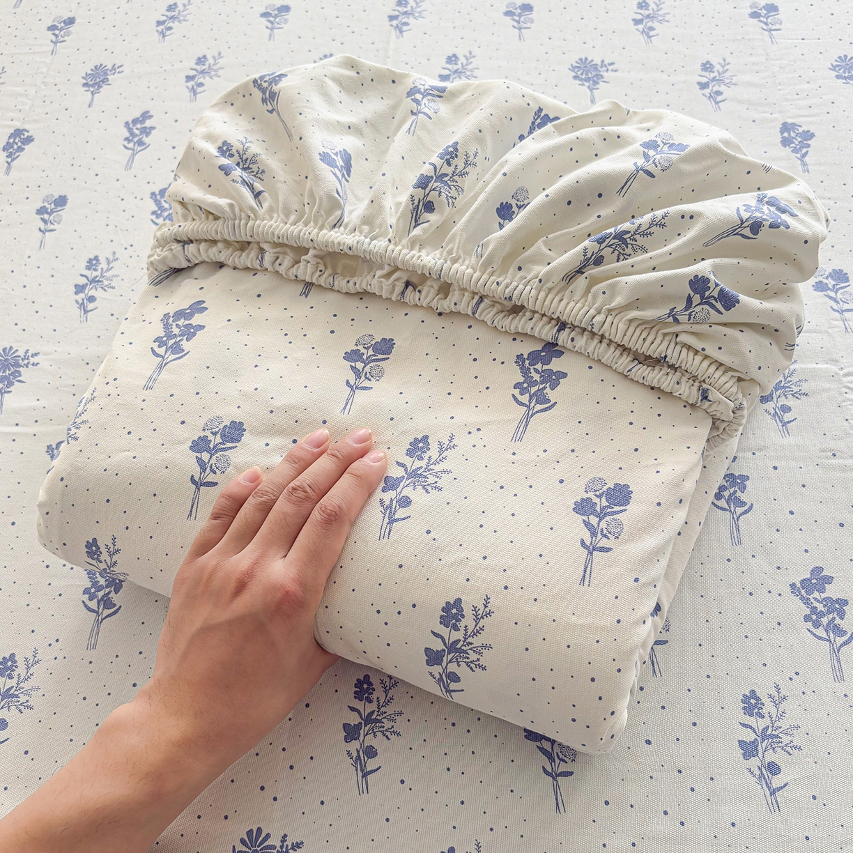 91家纺网 家纺一手货源 找家纺 慕梵家居 2026春夏新款全棉纯棉老粗布单床笠 床笠单件 枝叶