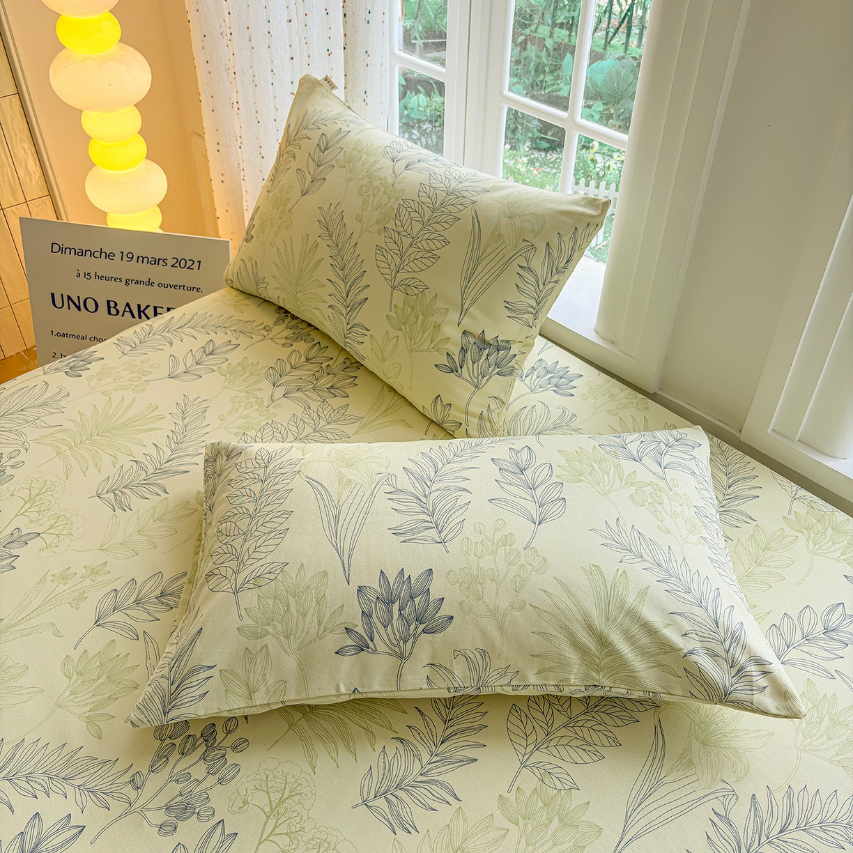 慕梵家居 2026春夏新款全棉纯棉老粗布单枕套 枕套单件 繁花绿