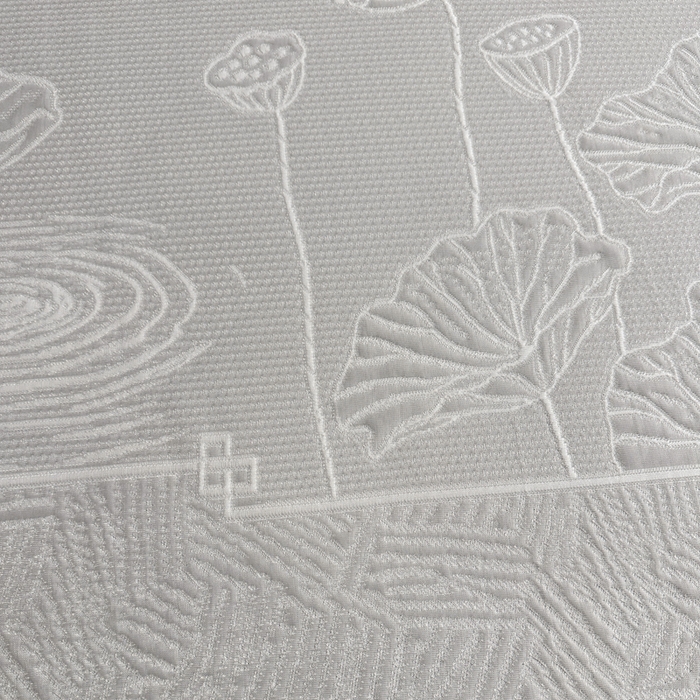 91家纺网 家纺一手货源 找家纺 牵梦萦家纺 2026新款立体浮雕压花工艺豆豆凉席三件套-平铺款 荷塘月色-灰