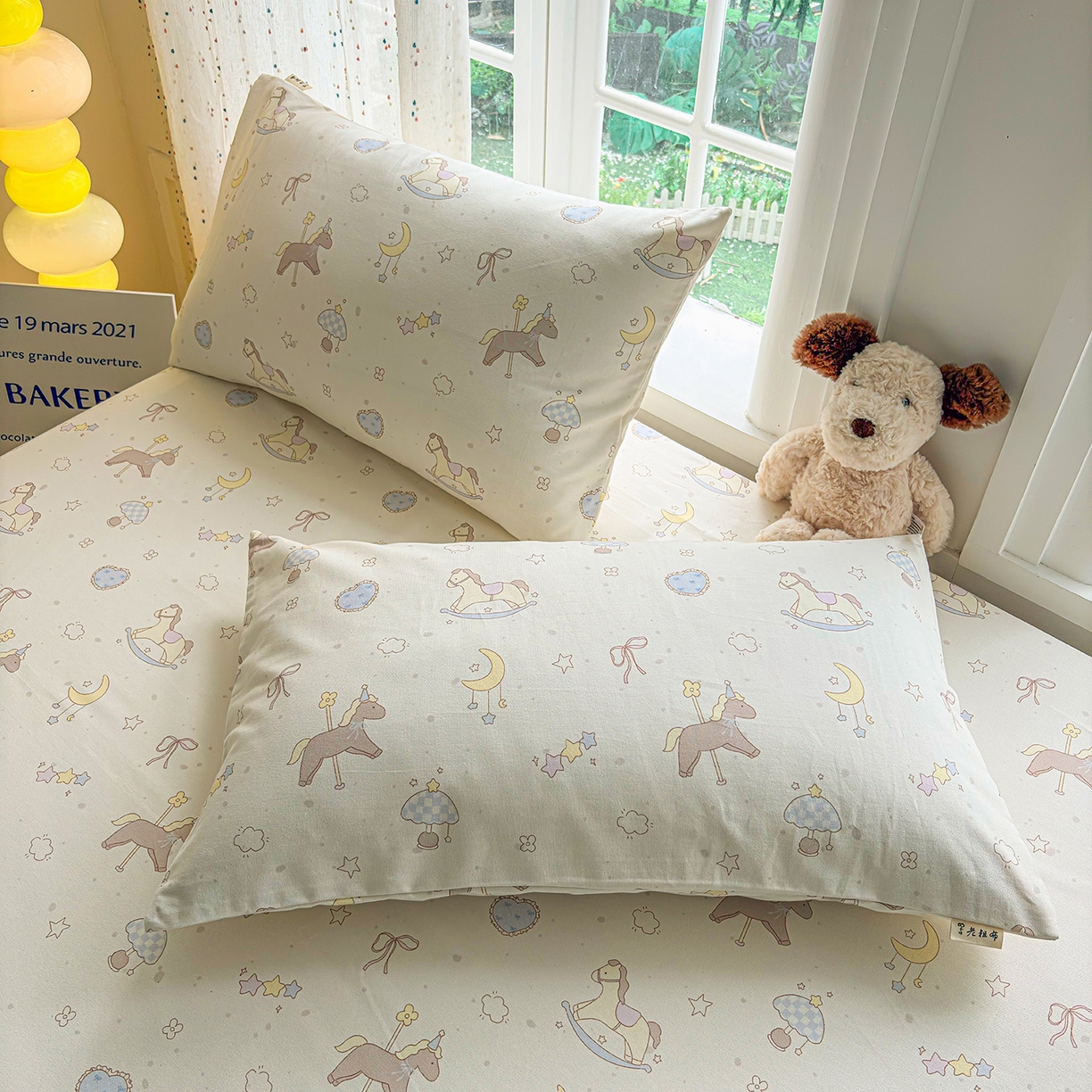 慕梵家居 2026春夏新款全棉纯棉老粗布单枕套 枕套单件 小木马