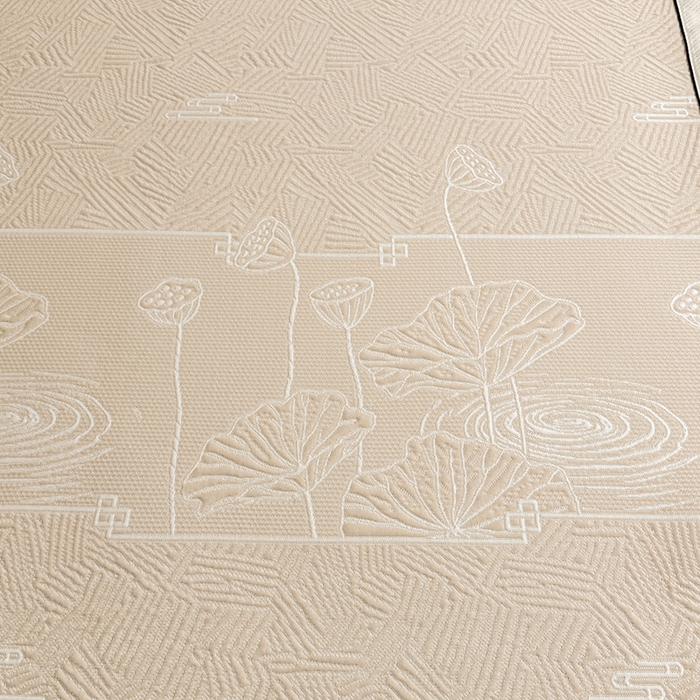 91家纺网 家纺一手货源 找家纺 牵梦萦家纺 2026新款立体浮雕压花工艺豆豆凉席三件套-平铺款 荷塘月色-米