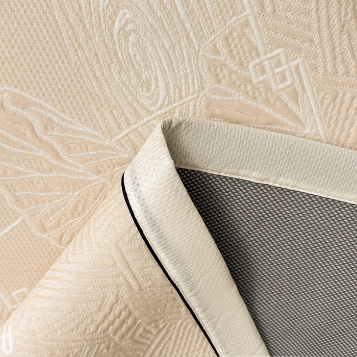 91家纺网 家纺一手货源 找家纺 牵梦萦家纺 2026新款立体浮雕压花工艺豆豆凉席三件套-平铺款 荷塘月色-米