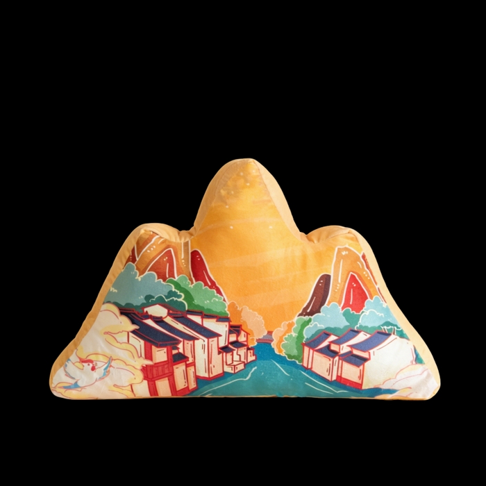 91家纺网 家纺一手货源 找家纺 新奇异 2026新款210克荷兰绒靠山抱枕 山高水长