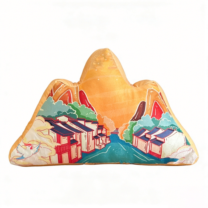 91家纺网 家纺一手货源 找家纺 新奇异 2026新款210克荷兰绒靠山抱枕 山高水长