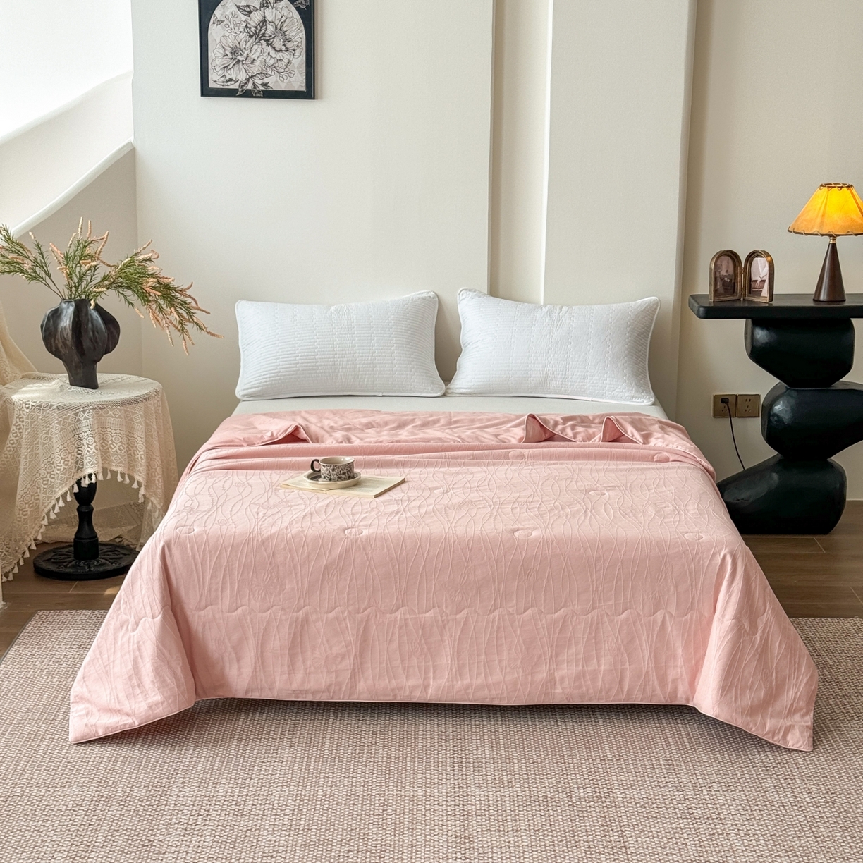 91家纺网 家纺一手货源 找家纺 宜家坊 2025热款全棉四件套学生床三件套单品床单床笠单被套印花小清新卡通碎花纯棉三四件套 爱心格绿