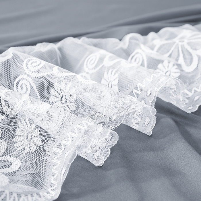 91家纺网 家纺一手货源 找家纺 米瑞娜 2026新款磨毛双层蕾丝花边床裙跨境全尺寸系列 银灰