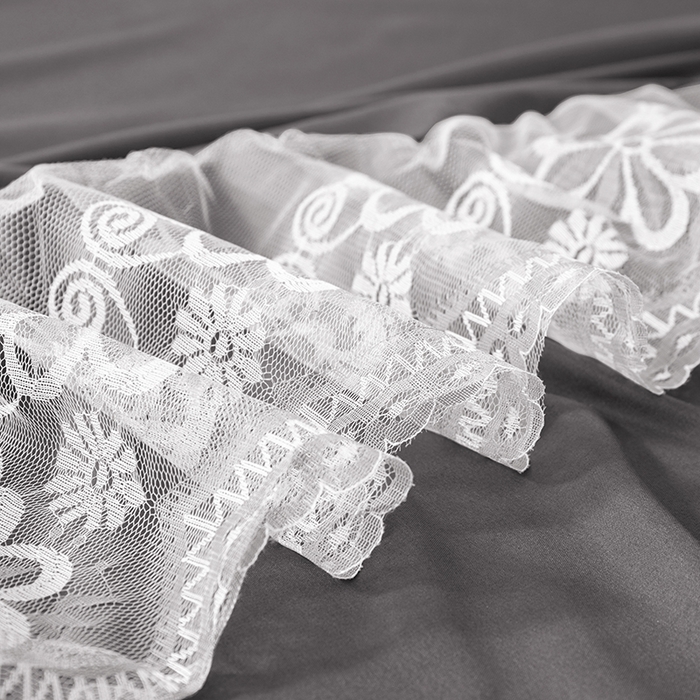 91家纺网 家纺一手货源 找家纺 米瑞娜 2026新款磨毛双层蕾丝花边床裙跨境全尺寸系列 深灰