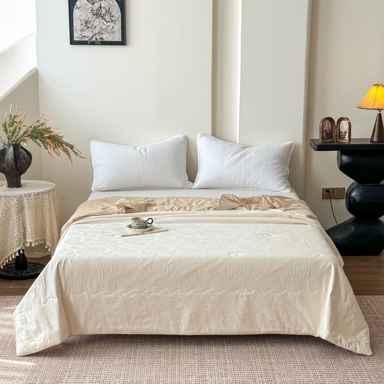 91家纺网 家纺一手货源 找家纺 （总）宜家坊 2026春夏新款全棉60S长绒棉立体厚织提花夏被四件套单夏被枕套夏凉被空调被