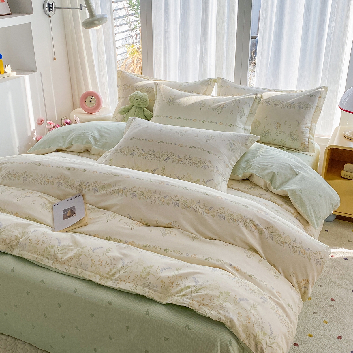 91家纺网 家纺一手货源 找家纺 钰锦珀家纺 2026新款13070全棉直角床单三件套四件套 丛草集