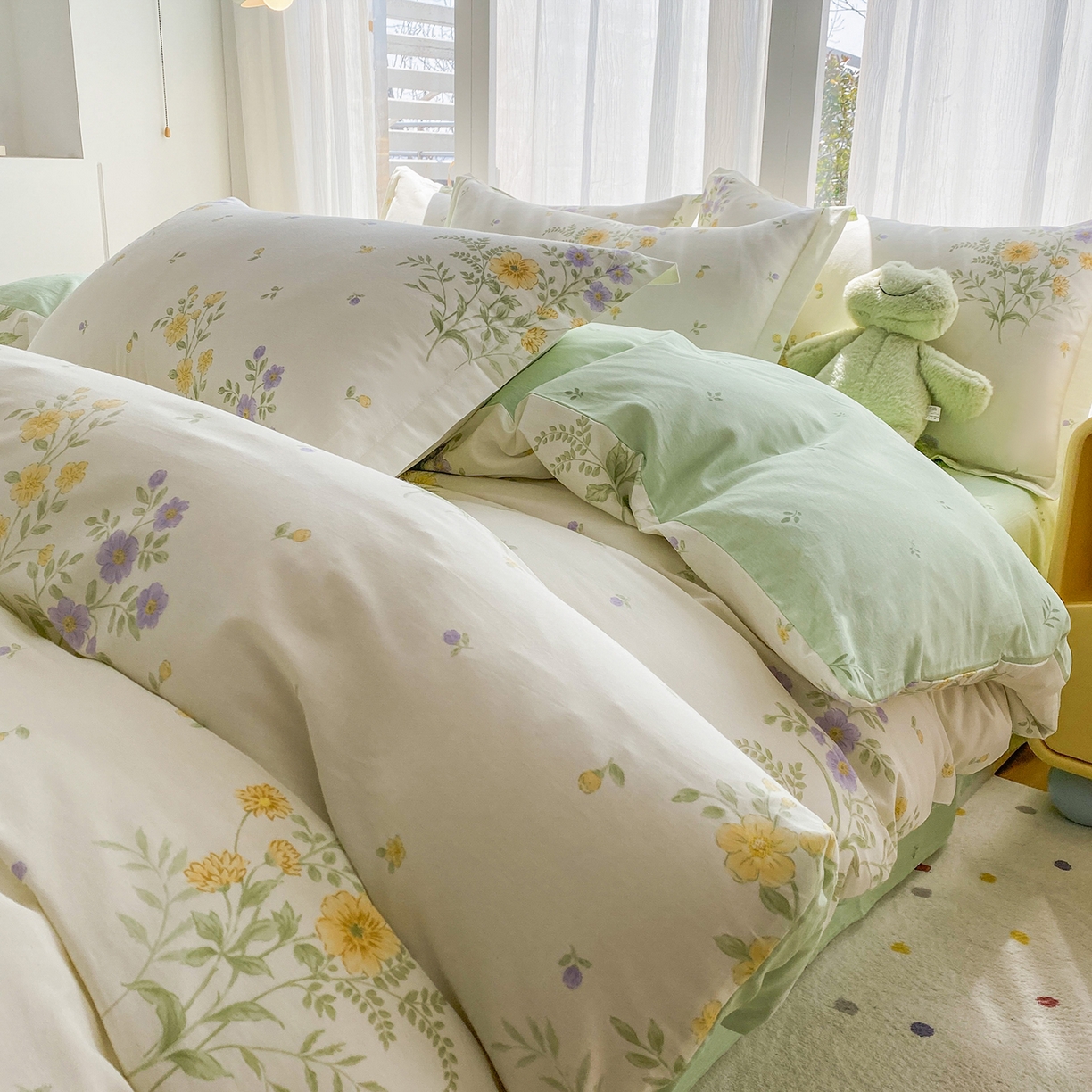 91家纺网 家纺一手货源 找家纺 钰锦珀家纺 2026新款13070全棉直角床单三件套四件套 旷野花集