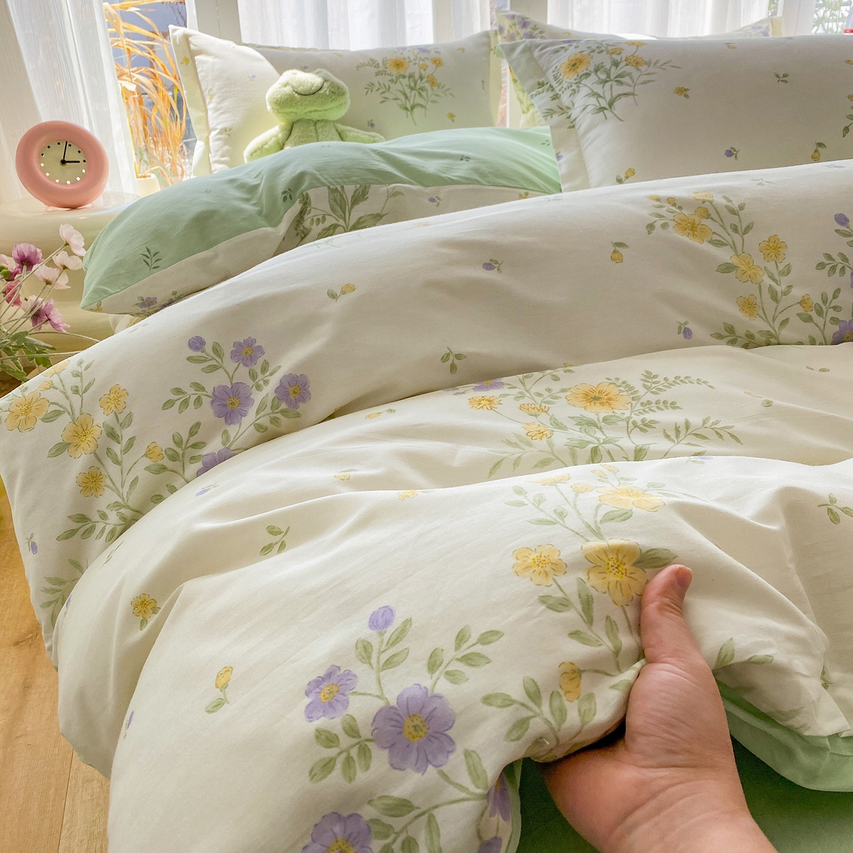 91家纺网 家纺一手货源 找家纺 钰锦珀家纺 2026新款13070全棉直角床单三件套四件套 旷野花集