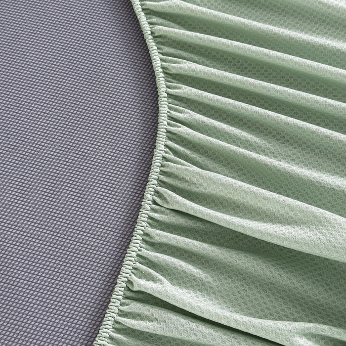 91家纺网 家纺一手货源 找家纺 牵梦萦家纺 2026新款立体浮雕压花工艺凉感豆豆凉席-床笠款 豆豆彩蝶-绿色