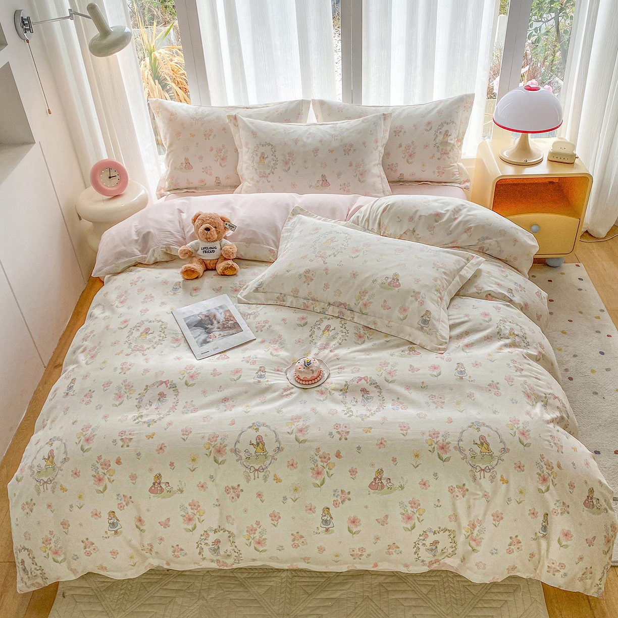 钰锦珀家纺 2026新款13070全棉直角床单三件套四件套 浅色童话