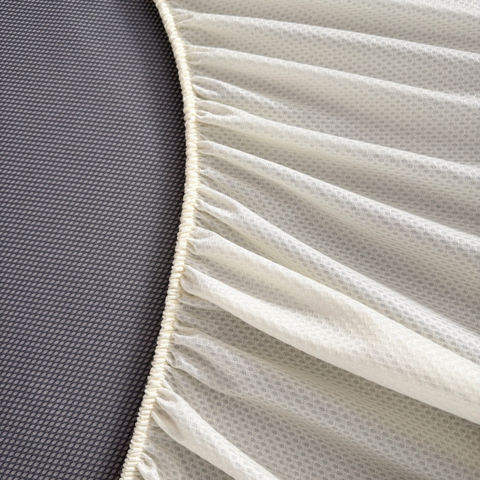 91家纺网 家纺一手货源 找家纺 牵梦萦家纺 2026新款立体浮雕压花工艺凉感豆豆凉席-床笠款 豆豆彩蝶-米白色