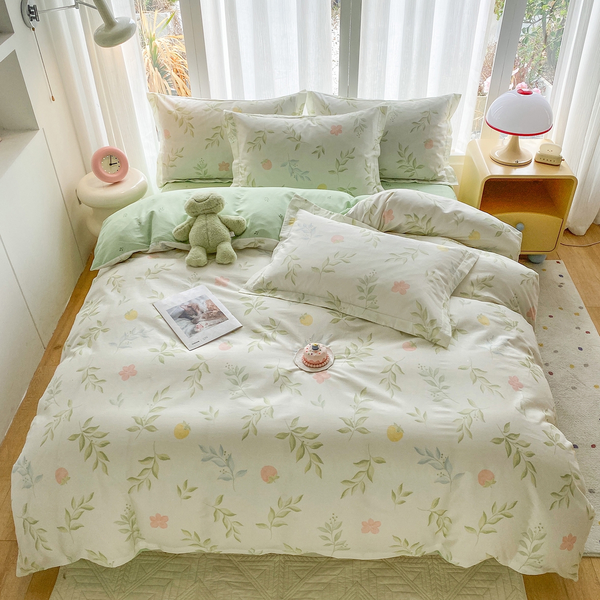 钰锦珀家纺 2026新款13070全棉直角床单三件套四件套 童话花町