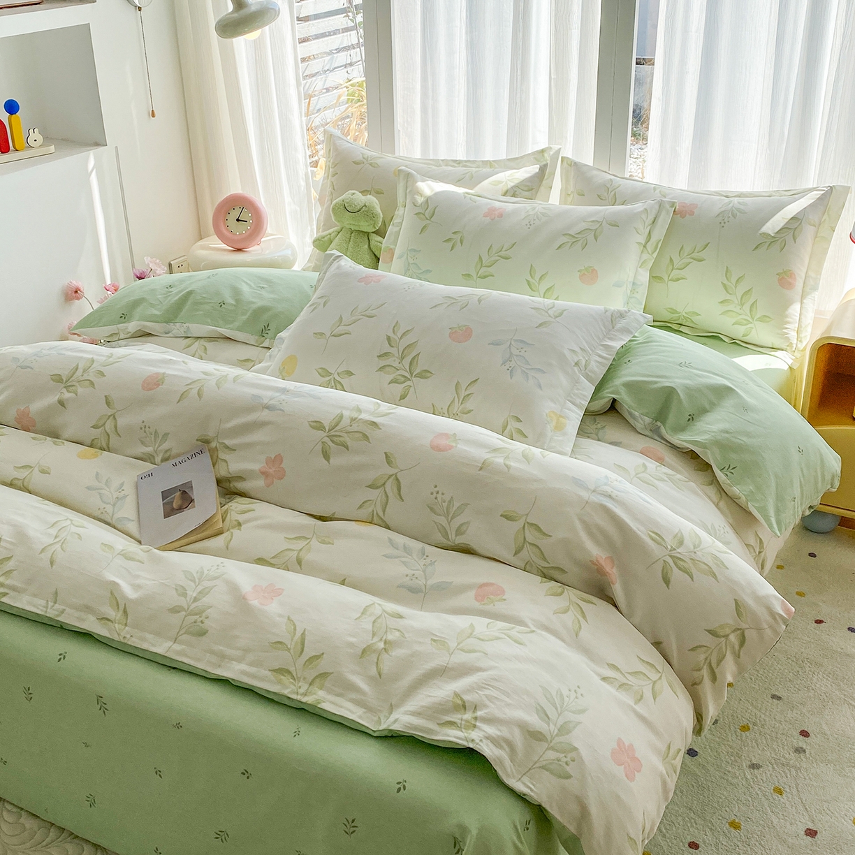 91家纺网 家纺一手货源 找家纺 钰锦珀家纺 2026新款13070全棉直角床单三件套四件套 童话花町