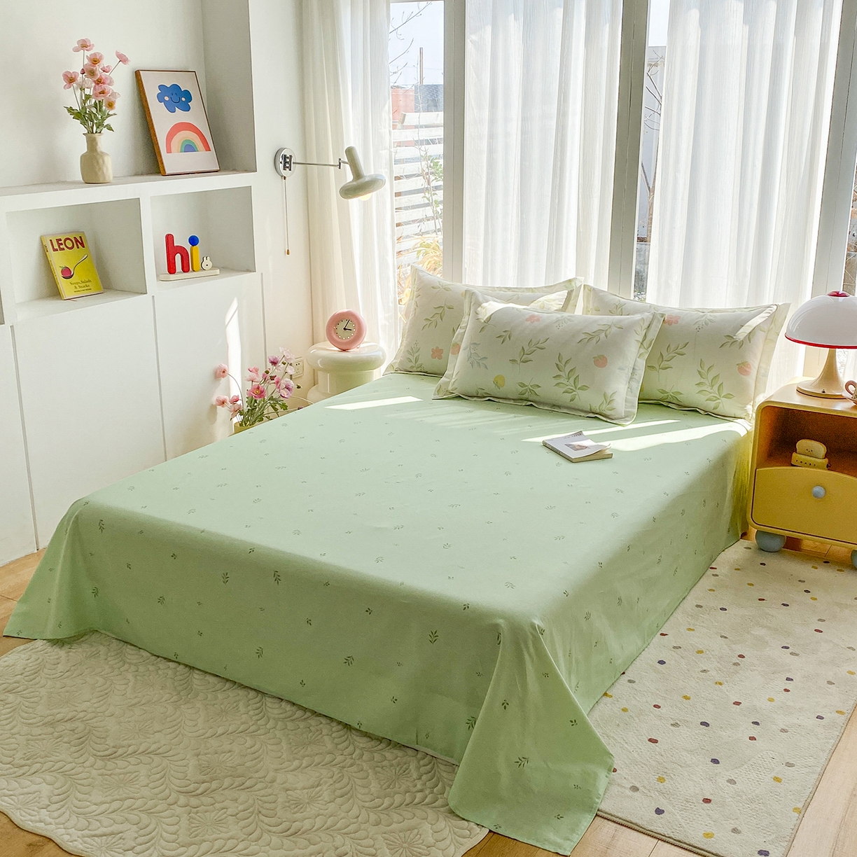 91家纺网 家纺一手货源 找家纺 钰锦珀家纺 2026新款13070全棉直角床单三件套四件套 童话花町