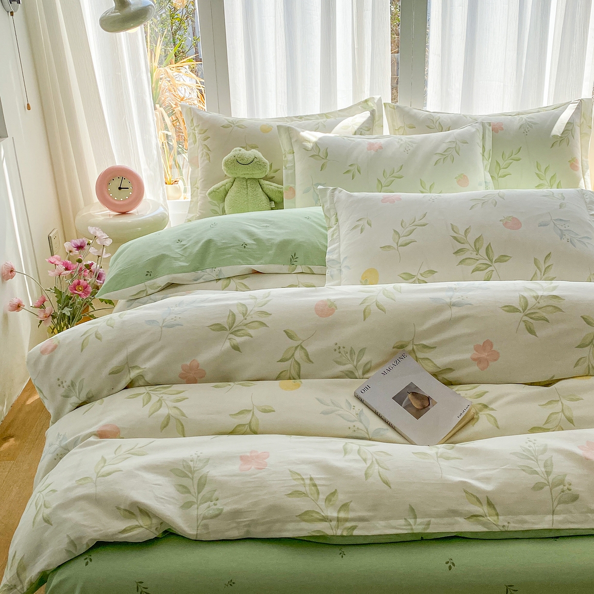 91家纺网 家纺一手货源 找家纺 钰锦珀家纺 2026新款13070全棉直角床单三件套四件套 童话花町