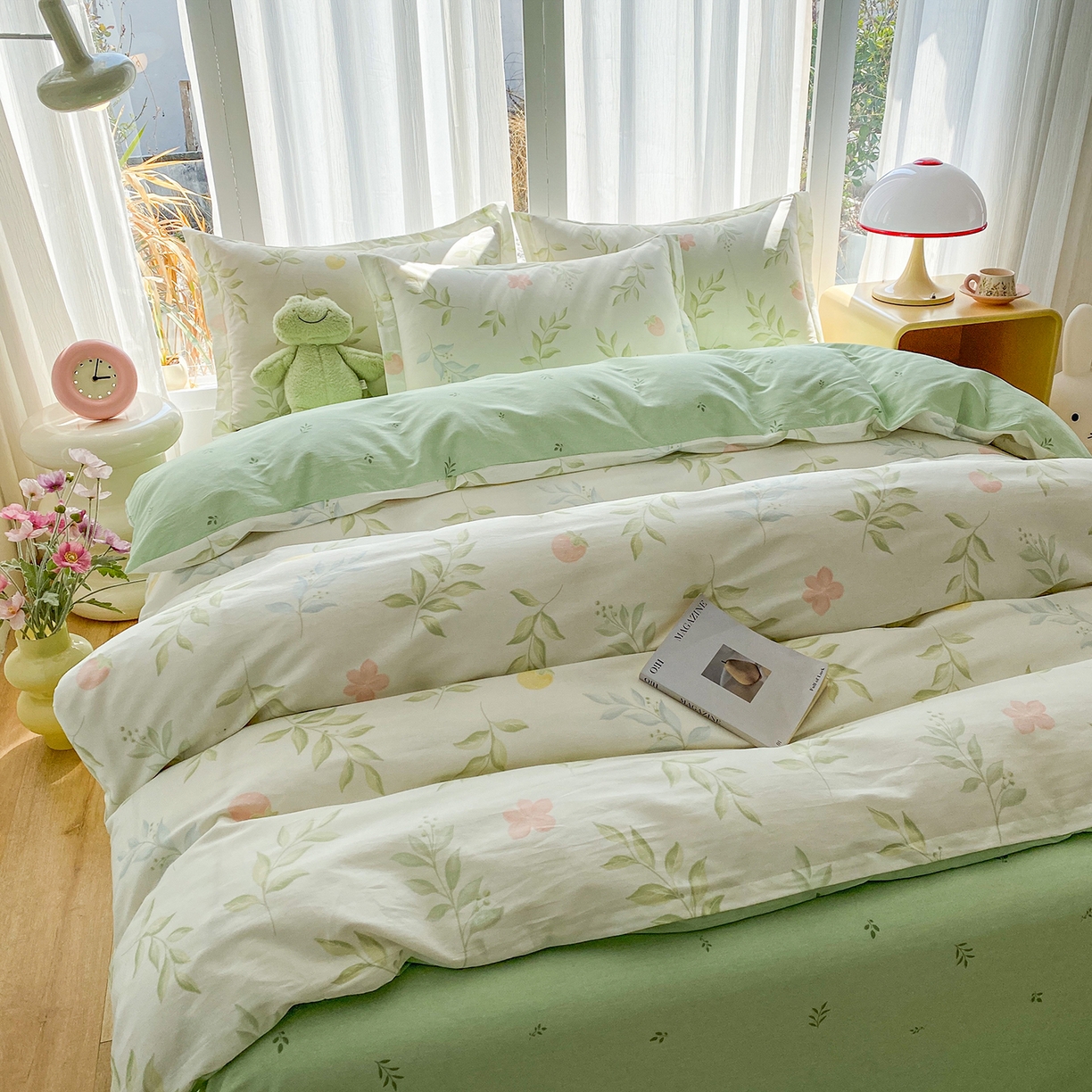 91家纺网 家纺一手货源 找家纺 钰锦珀家纺 2026新款13070全棉直角床单三件套四件套 童话花町