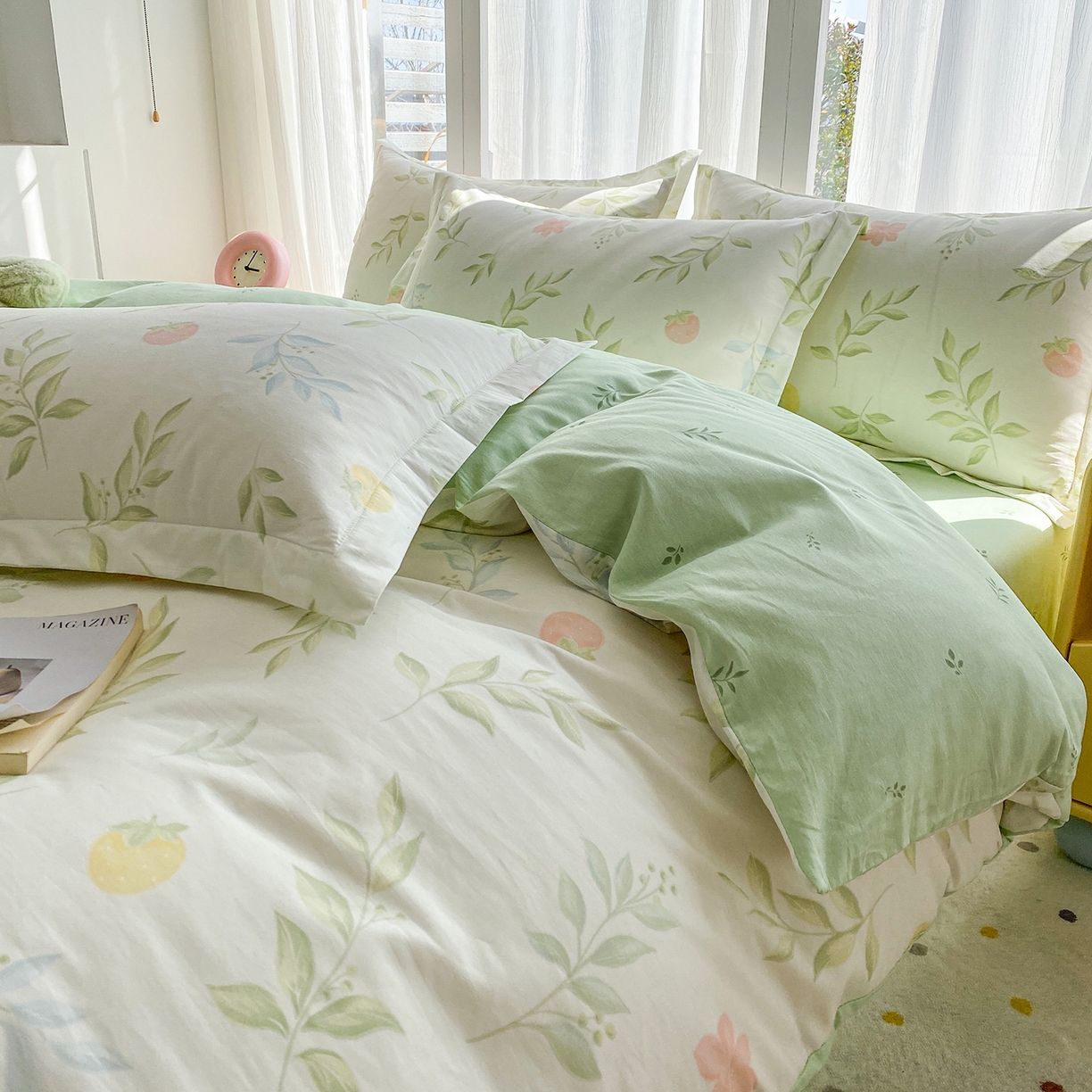 91家纺网 家纺一手货源 找家纺 钰锦珀家纺 2026新款13070全棉直角床单三件套四件套 童话花町