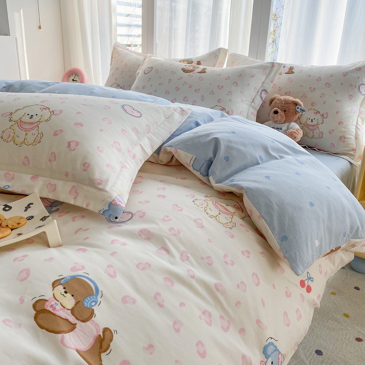 91家纺网 家纺一手货源 找家纺 钰锦珀家纺 2026新款13070全棉直角床单三件套四件套 小狗日记