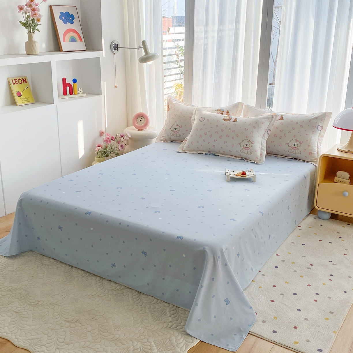 91家纺网 家纺一手货源 找家纺 钰锦珀家纺 2026新款13070全棉直角床单三件套四件套 小狗日记