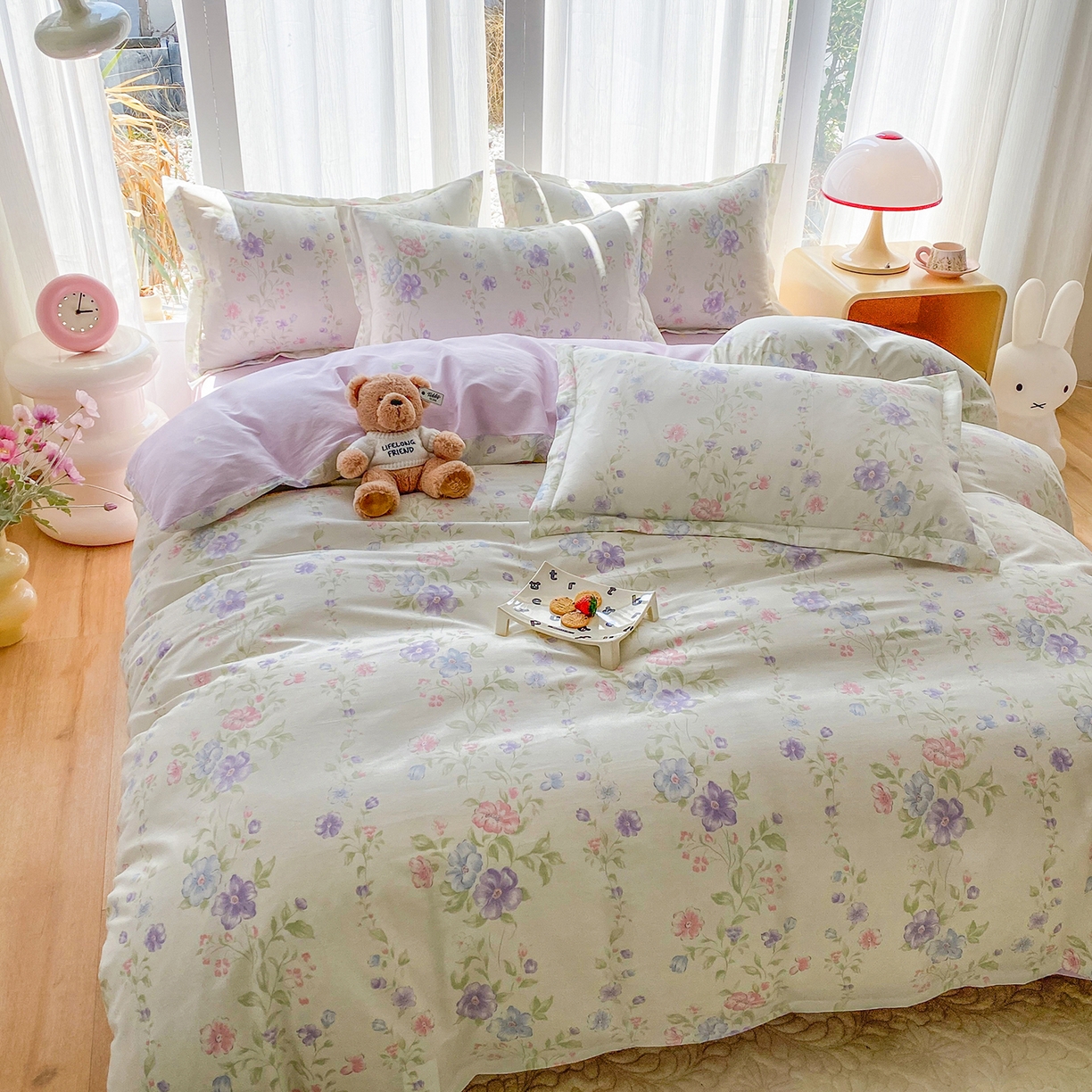 91家纺网 家纺一手货源 找家纺 钰锦珀家纺 2026新款13070全棉直角床单三件套四件套 知意花蔓